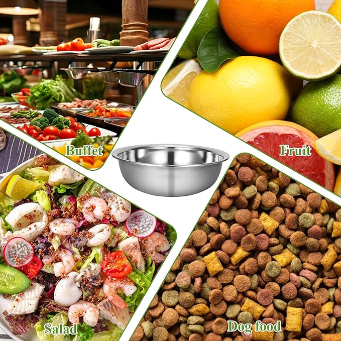 2 Pack 14 Quart Large Mixing Bowl Stainless Steel Oversized Serving Bowl, All Purpose Steel Bowl Metal Flat Bottom Bowl for Baking Cooking Meal Prep Marinating