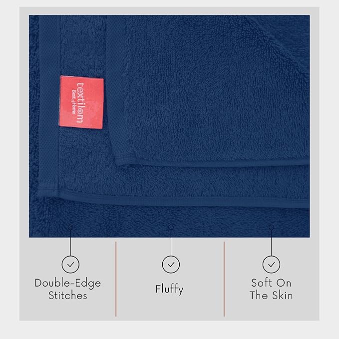 TEXTILOM 100% Turkish Cotton Oversized Luxury Bath Sheets, Jumbo & Extra Large Bath Towels Sheet for Bathroom and Shower with Maximum Softness & Absorbent (40 x 80 inches)- Navy