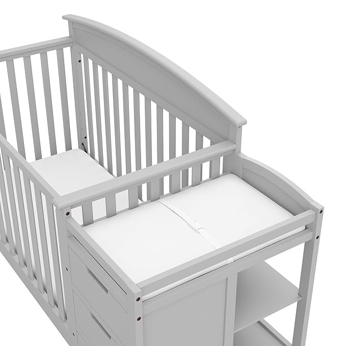 Graco Benton 4-in-1 Convertible Crib and Changer (Pebble Gray) – GREENGUARD Gold Certified, Crib and Changing -Table Combo, Water-Resistant Changing Pad, Converts to Toddler Bed, Daybed