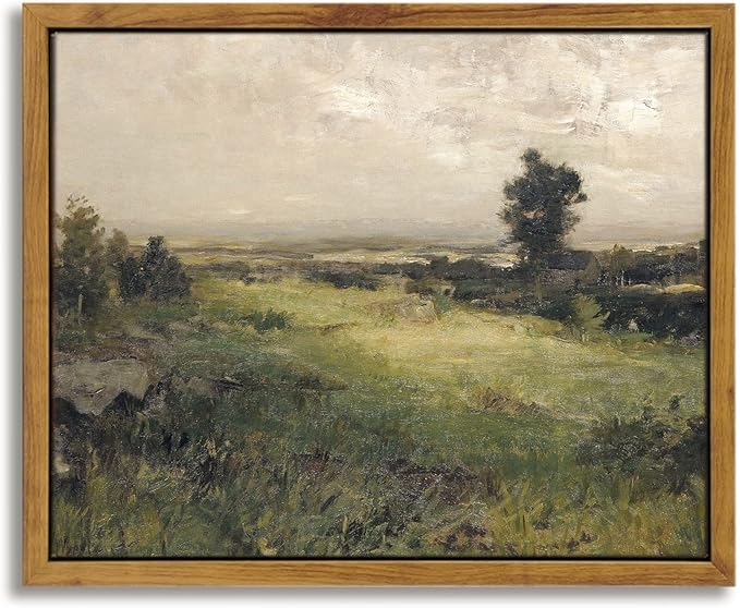 InSimSea Framed Canvas Wall Art Vintage Decor, The Vast Grassland Wall Art Room Decor, Classical Scenery Oil Painting Wall Artwork, Home Wall Decoration for Bedroom Living Room Bathroom, 8"x10"