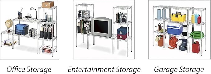 Whitmor Wire Shelving Unit, Metal Storage Shelves, Durable Heavy Duty Shelf, Easy Assembly for Pantry, Kitchen, Garage, Plant, 14" x 30" x 15"