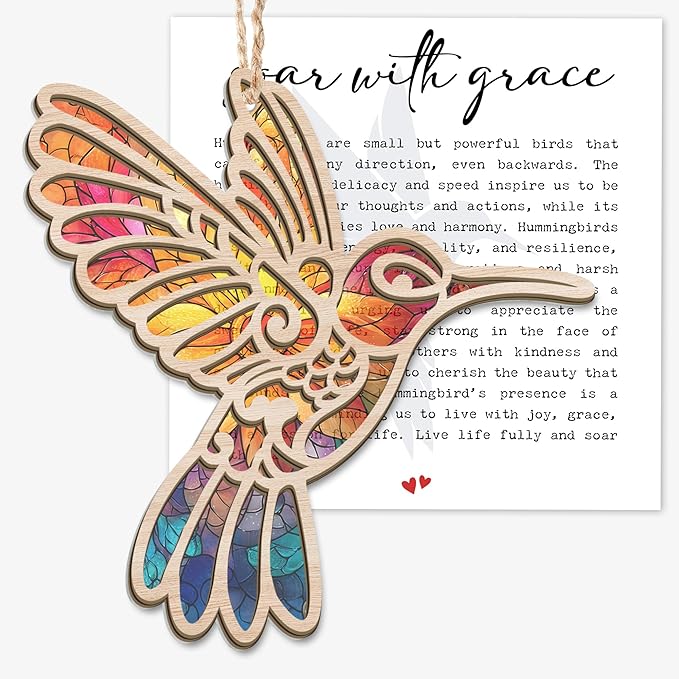 GEEMBI Christmas Hummingbird Gifts for Women Men - Hummingbird Suncatcher Christmas Ornaments 2025 - Inspirational Spiritual Religious Gift, Garden Gifts for Mom Grandma, Stocking Stuffers Ornaments