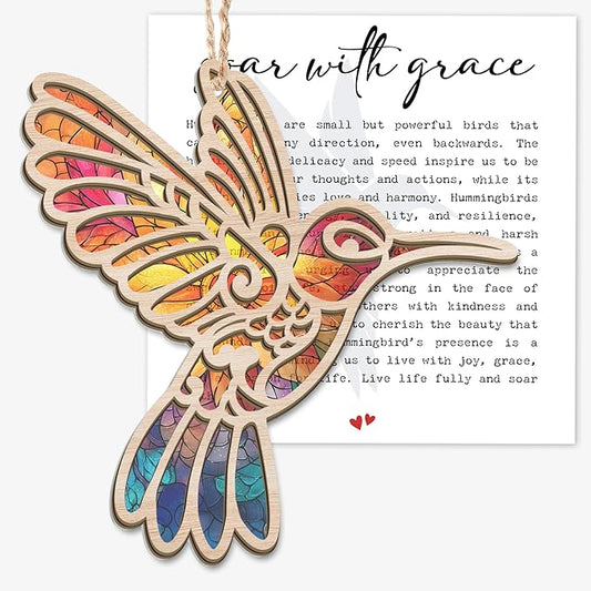 GEEMBI Christmas Hummingbird Gifts for Women Men - Hummingbird Suncatcher Christmas Ornaments 2025 - Inspirational Spiritual Religious Gift, Garden Gifts for Mom Grandma, Stocking Stuffers Ornaments