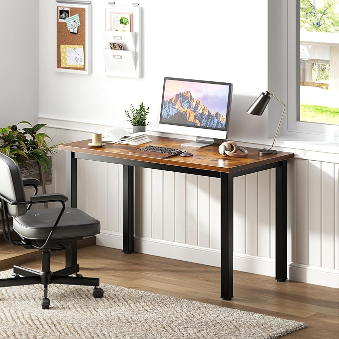Need Small Computer Desk 39.4 inches Sturdy Writing Desk for Small Spaces, Small Desk Teens Desk Study Table Laptop Desk, Rustic Brown AC3-10060-FB