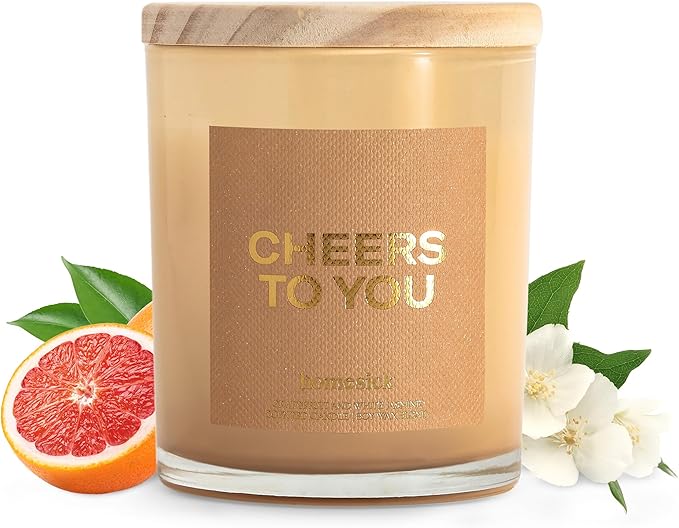 Homesick Scented Candles for Home (Cheers to You) - 7.5 oz Long-Lasting Natural Soy Wax Blend Jar Candle Gift for Women & Men for All Occasions, 30-35 Hours Burn Time - Notes of Citrus & Peony