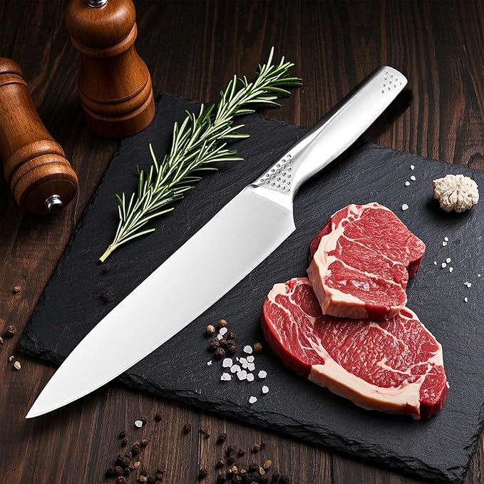 7-Inch Kitchen Essential Chef's Knife, Steel Seamless Handle