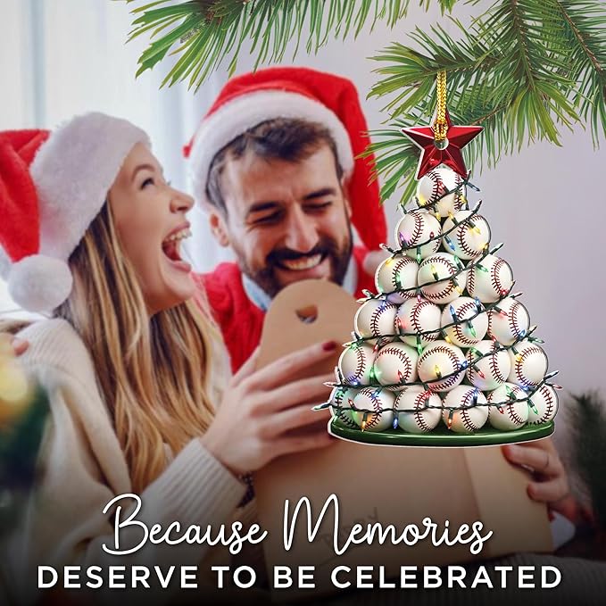 Baseball Christmas Ornament - Acrylic Baseball Ornaments for Christmas Tree - Base Ball Gift for Boys - Base Ball Stocking Stuffer for Boys for Teen Boy