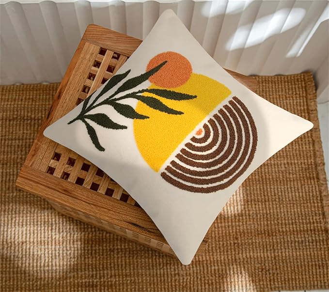 Merrycolor Abstract Boho Sun Throw Pillow Covers 18x18 Mid Century Modern Pillow Covers Boho Pillows Decorative Throw Pillow Case Minimalist Bohemian Aesthetic Pillow Covers for Bed Couch Home,1PC