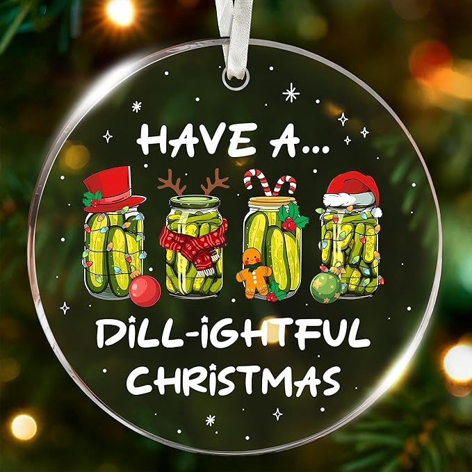 Dill Pickle Ornament - Dill Pickle Ornaments for Christmas Tree - Unique Feature of Small Pickle Ornaments - Ideal Gift for Christmas Tree, Perfect Pickles Ornament for Xmas