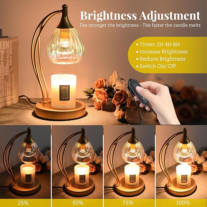Candle Warmers for Jar Candles - Wax Melt Warmer with Timer Dimmer - Cozy Room Decor Aesthetic Home Gifts for Housewarming - 2 Bulb