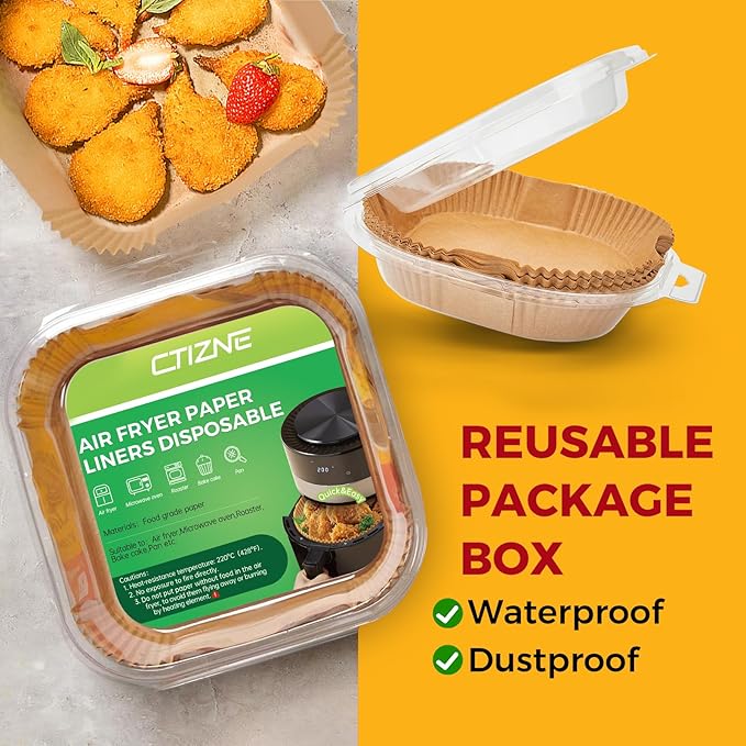 Air Fryer Liners Disposable - 150Pcs 6.5In Square Parchment Paper for Air Fryer Non-Stick Airfryer Basket Liners for Steamer Microwave Oven