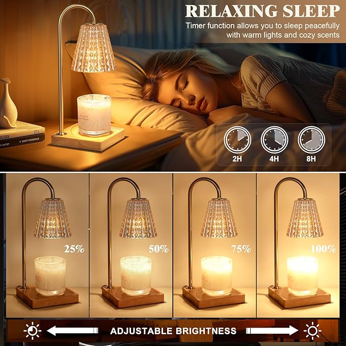 Hong-in Candle Warmer Lamp with Timer-Dimmable Candle Warmer, Birthday Gifts for Women,House Warming Gifts New Home Bedroom Decor,Wax Warmer for Scented Wax Jar Candles