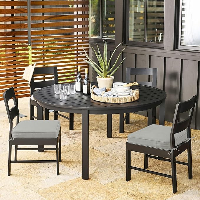 Outdoor Sunbrella Square Corner Seat Cushion, 18.5"x16"x3", Set of 4, Non Slip Outdoor Seat Cushion Pads with Removable Cover for Patio Furniture, Garden Yard Lawn, Specrtum Pebble