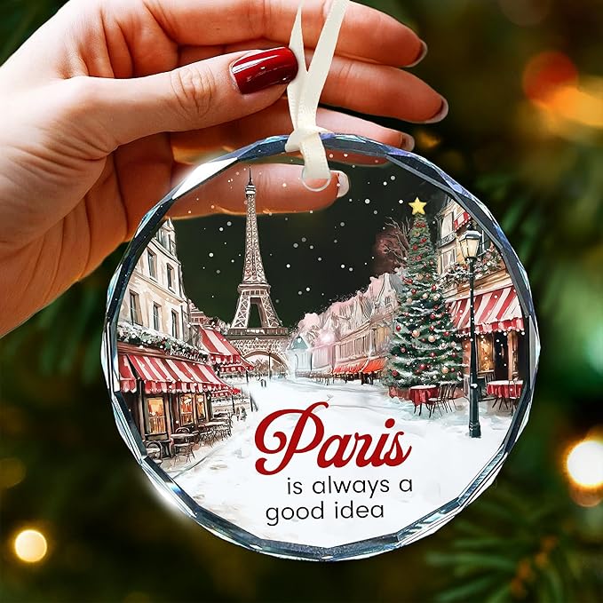Paris Ornament - Exquisite Paris Christmas Ornament for Paris-Lovers, 2025 Edition Christmas Ornaments, Ideal Paris-City Themed Gifts, Memorable Gifts for The Holiday Season.