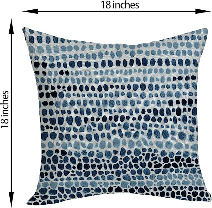 Boho Pillow Covers 18x18 Pack of 2 Blue Teal Polka Dot Throw Pillow Covers,Bohemian Abstract Modern Decorative Pillowcase Farmhouse Linen Cushion Case for Home Sofa,Outdoor Decoration