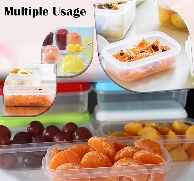ARSUK Small Food Containers with Lids 8oz/250ml (8 Pack) - Mini Plastic Storage Containers for Snacks, Meal Prep and Lunch - Reusable, Leakproof, Airtight - Microwave and Freezer Safe