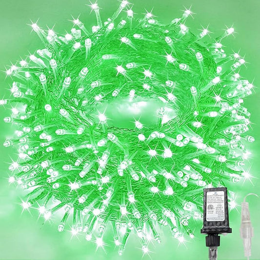 KAQ Connectable 240LED Green String Lights Outdoor/Indoor, Extendable Plug in Twinkle Fairy Lights Waterproof with 8 Modes&Timer Function for Garden Bedroom Patio Tree Christmas Decorations