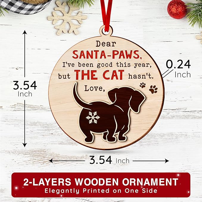 Dachshund Christmas Ornament - Festive Dog Ornaments for Christmas Tree, Uniquely Crafted Dog Lover Ornament, Ideal Dachshund Gifts Enthusiasts, Weiner Themed Ornaments