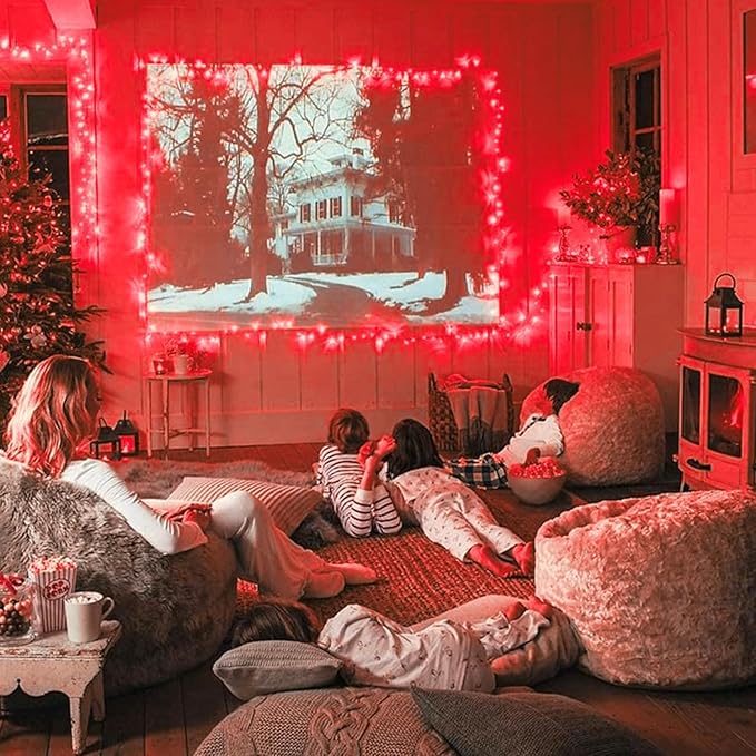 JMEXSUSS 500 LED Red Halloween Lights Indoor Outdoor, 163 FT Clear Wire Red Christmas String Lights Plug in, 8 Modes Christmas Tree Lights Outdoor Waterproof for Tree Bedroom Room Halloween