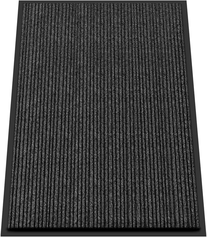 Kuyal Front Door Mat, 3'x4' Indoor Outdoor Entrance Mat, Commercial Floor Mats Inside Outside Entrance, Heavy Duty Durable Welcome, Rubber Backing Non Slip Outdoor Mats for Entryway,Black
