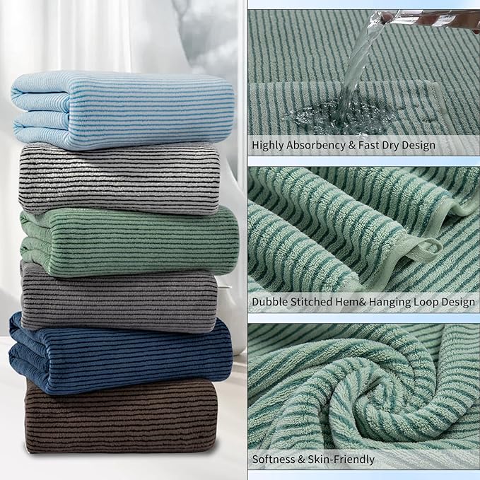 4 Piece Bath Towel Set 35"x70"Oversized Bath Towel for Bathroom Ultra Soft Fluffy Extra Large Bath Sheet Luxury Premium Bathroom Towel Highly Absorbent Quick Dry Shower Towel for Hotel Spa,Green