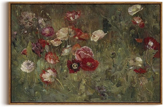 InSimSea Framed Canvas Wall Art Vintage Decor, Flowers Large Wall Art Prints, Flowers Art Modern Farmhouse Decor, Botanical Wall Art Painting for Office, Bedroom Bathroom Office home Decor, 20"x30"