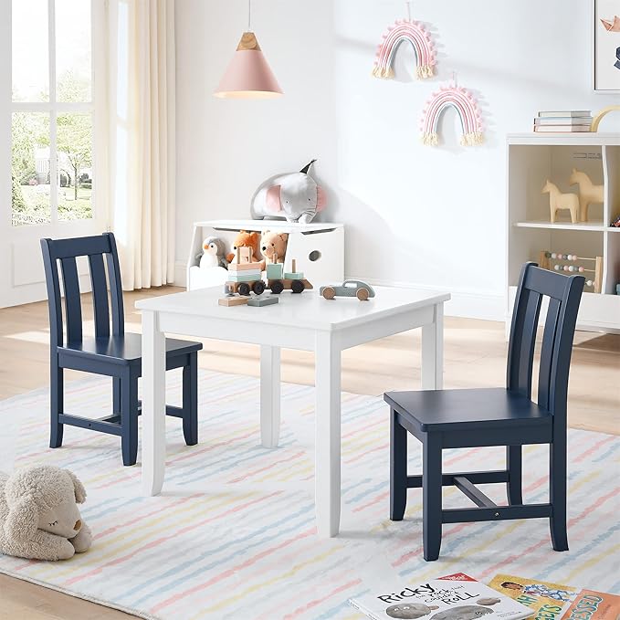 MUSEHOMEINC Kids Wooden Chair for Toddlers, Toddler Chair for Playing or Activity, Set of 2, Activity Chair for Children/Kids Wooden Chair/Preschool Furniture/Gift for Boys Girls. (Blue, Chair)