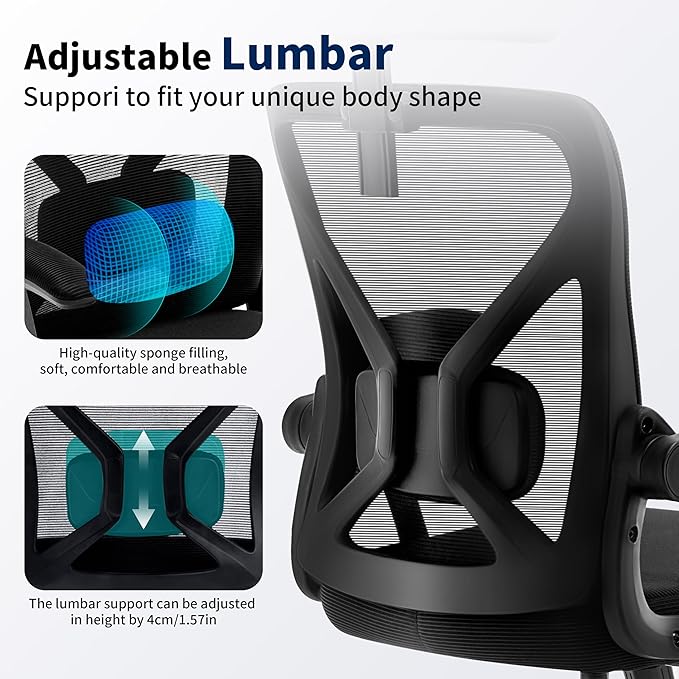 Office Chair,Ergonomic Desk Chair with Adjustable Lumbar Support,400 Lbs Mesh Computer Chair High Back with Adjustable Headrest for Home Office (Black)