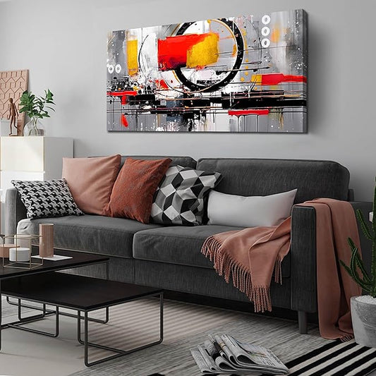 Abstract Canvas Art Wall Decor for Living Room - Modern Wall Art for Office Ready to Hang Size 24" x 48"