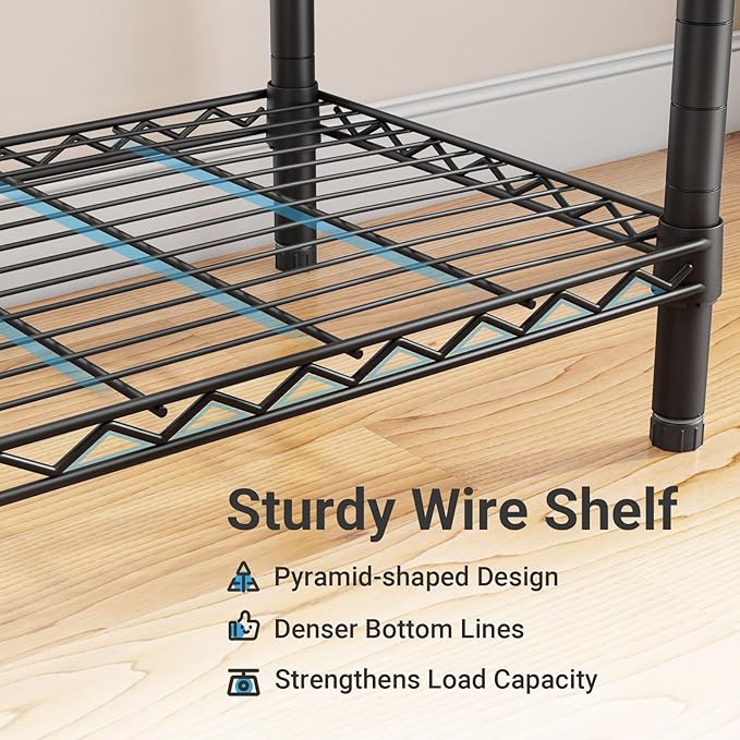 VIPEK L6 Heavy Duty Clothes Rack L Shape Clothing Rack 5-Tier Wire Garment Rack Freestanding Closet with 7 Adjustable Shelves & 4 Hanging Rods, 46.5" L x 46.5" W x 76.4" H, Max Load 850LBS, Black