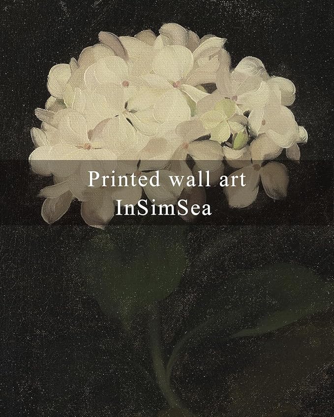 InSimSea Framed Wall Art for Living Room Decoration Canvas Wall Art Room Decor White Hydrangea Oil Painting Canvas Prints Bedroom Bathroom Wall Art Kitchen Office Wall Decor 12x16in