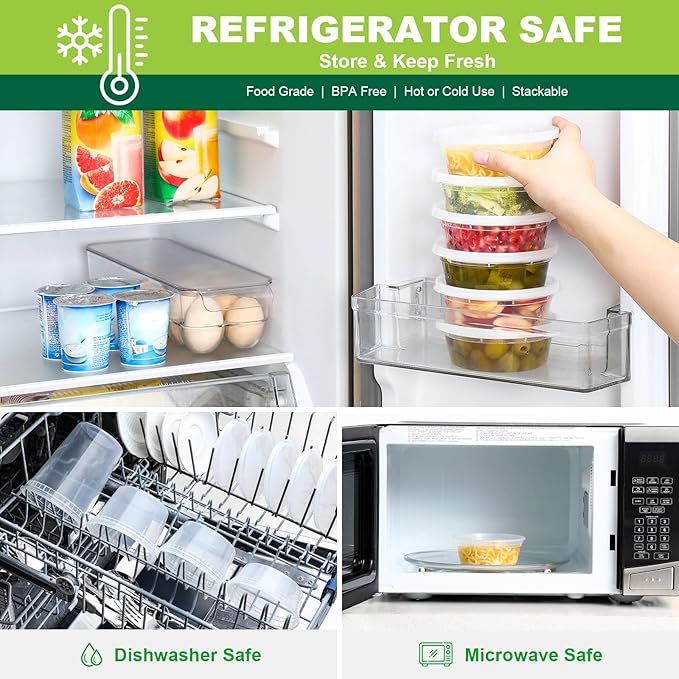 AOZITA 36 Sets 8 oz Plastic Deli Containers with Lids, Airtight Food Storage Containers, Freezer/Dishwasher/Microwave Safe, Soup Containers For Takeout Meal Prep Storage