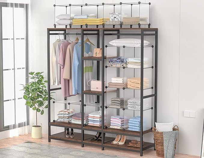 HOMIDEC Closet Organizers and Storage, 16 Cube Storage Organizer, Closet Organizer Bookshelf Cubes Shelves for Clothes, Bedroom, Kids Room, Bathroom, Wardrobe, Garment Racks, Transparent