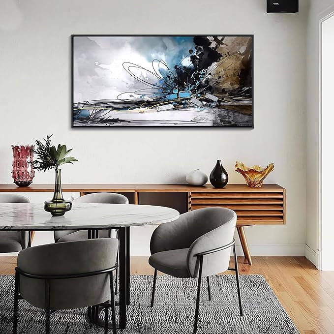 HKDGOKA Large Canvas Wall Art, Black and White Abstract Graffiti Paintings Modern Poster&Print Picture Artwork for Living Room Bedroom Office Study Home Decor 24X48 IN