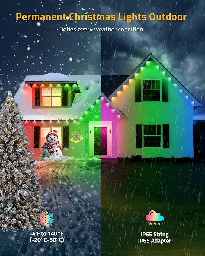 Christmas Pathway Lights, 50FT with 15 RGBIC LED Light with App Control, Waterproof Outdoor Ground Lights for Outside Roofline Decor, Pathway Decor, Walkway,Party, Holiday Xmas Decoration