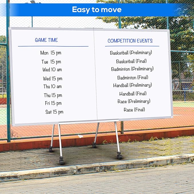 Magnetic White Board Dry Erase Board for Wall，72" x 48" (6ft x 4ft) Wall-Mounted Aluminum Frame Marker Board, Foldable Portable Whiteboard with a Long Pen Tray for School, Classroom, Office & Home