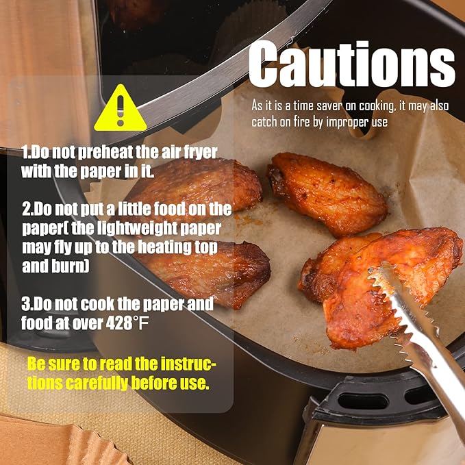 Disposable Paper Liner Square 250 Pcs for 5 to 8 Qt Air Fryer Baskets, Non-stick Oil-proof Parchment Liner Cooking Paper