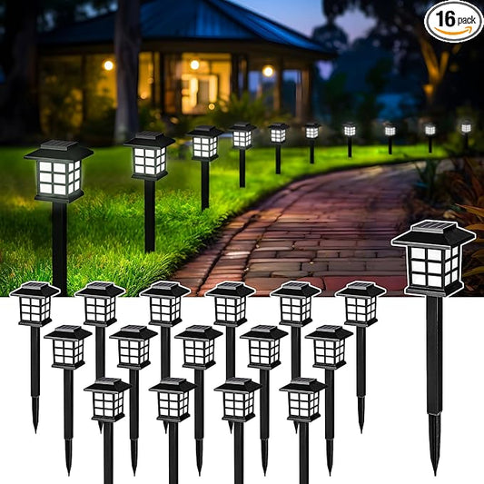 SOLPEX Solar Path Lights, 16 Pack - Outdoor Waterproof for Garden, Yard, Landscape and Driveway (Cold White)