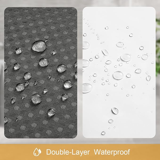 3 in 1 Shower Curtain Set, Charcoal Grey Waffle Fabric Modern Shower Curtain and PEVA Liner Set with 12 Stainless Steel Shower Curtain Hooks, Dark Grey, 72 W x 72 H