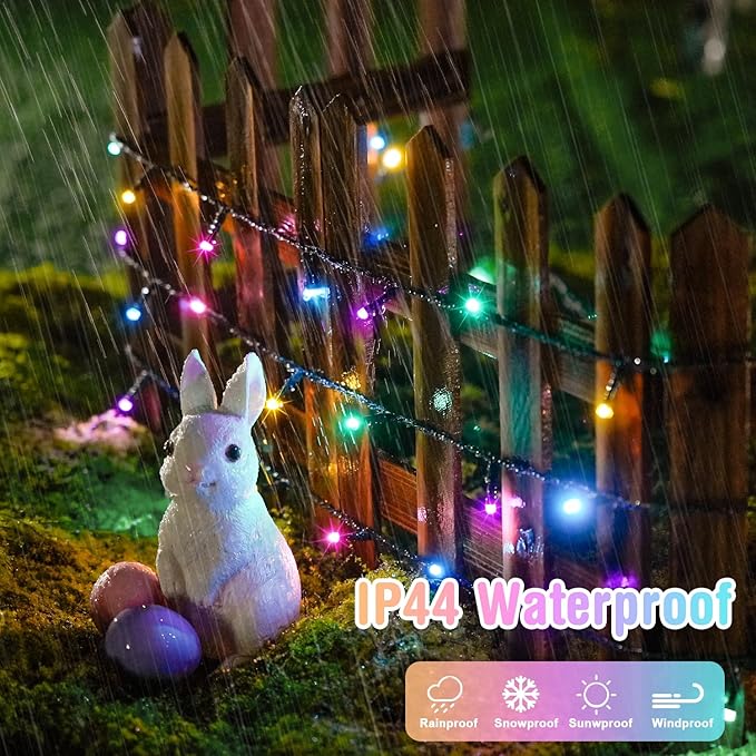 JMEXSUSS 400 LED Easter Lights Plug in, 132ft Multicolor Easter Lights String with Remote, Colorful String Lights for Bedroom Tree Room Party Easter Decorations