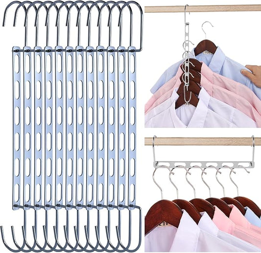 Hangers Space Saving, 12 Pack Metal Hanger Organizer, Closet Space Savers, Collapsible Magic Hangers for Heavy Clothes, Closet Organizers and Storage, College Dorm Room Essentials