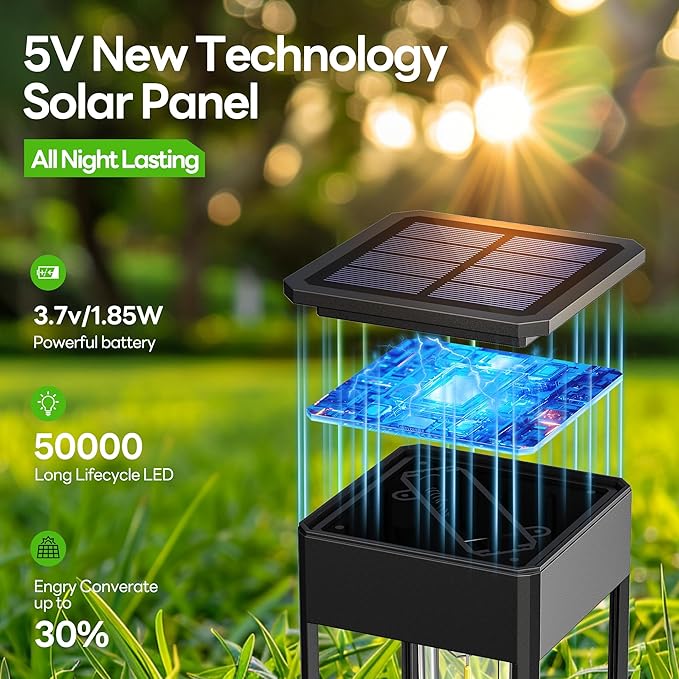 Solar Pathway Lights Outdoor IP65 Waterproof, 6 Pack 6500K LED Auto On/Off Walkway Landscape Light for Yard Lawn Garden Patio Driveway Outside Decor, Cool White