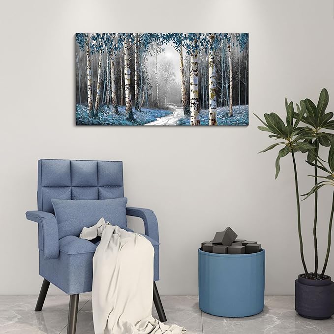 HKDGOKA Canvas Wall Art Living Room Large Fall Pictures Wall Decor Gray Nature Tree Paintings Modern Artwork for Bedroom Kitchen Bathroom Office Home Decor 40"x20"