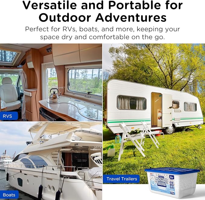 W&E Choice Moisture Absorbers, Portable Humidity Absorber Boxes for Your Bathroom, Closet & Car, Dehumidifier with Fragrance Free, 6 Pack