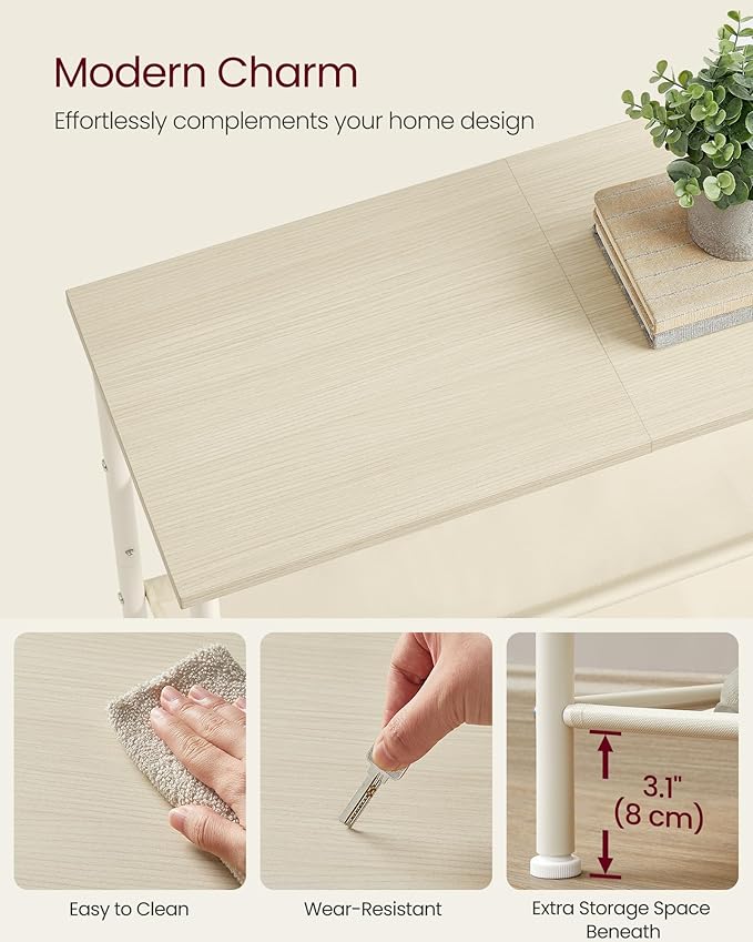 VASAGLE Shoe Rack, 4-Tier Shoe Storage Organizer for Entryway and Closet, Holds 9-12 Pairs of Shoes, 3 Fabric Shelves, Steel Frame, Modern, Natural Beige and Pearl White ULBS035K01