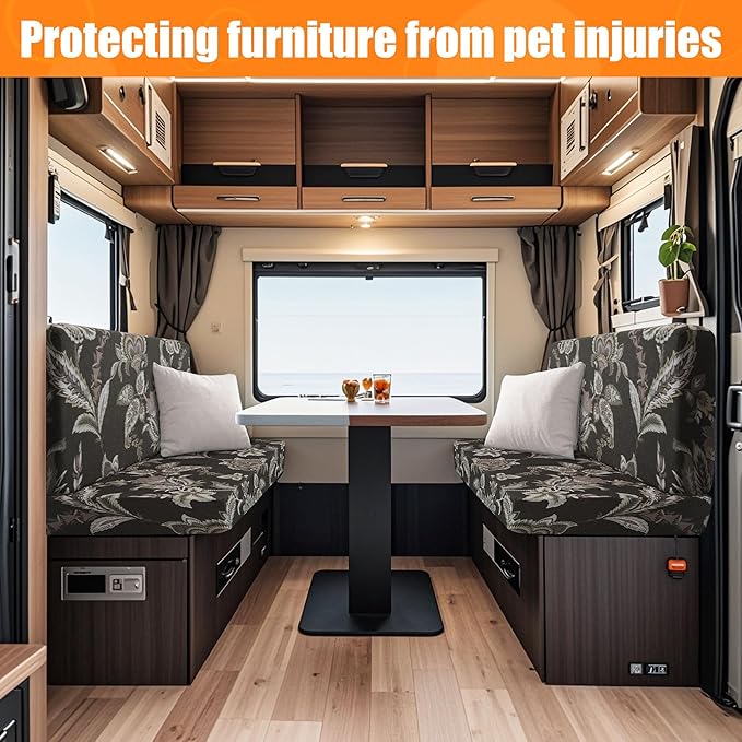 Rv Dinette Cushion Covers,Printing Stretchable Camper Cushion Cover,RV Cushion Slipcover,Rv Couch Cover Replacement for RV Camper Car Bench,2 Backrest Covers and 2 Bench Covers (Grayish Brown)