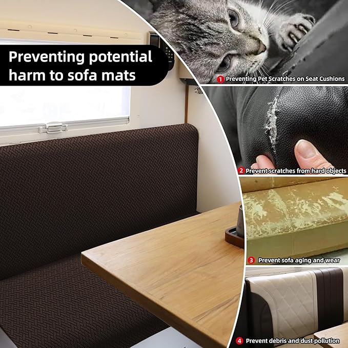 Rv Dinette Cushion Covers,Jacquard Stretchable Camper Cushion Cover,RV Cushion Slipcover,Rv Couch Cover Replacement for RV Camper Car Bench,2 Backrest Covers and 2 Bench Covers (Twill,Coffee)