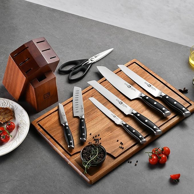 Stahl High Carbon Exclusive German Steel 8 Piece Knife Block Set (Black)