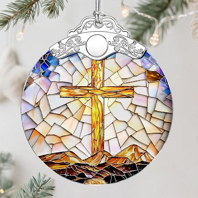 Catholic Cross Ornament, Christian Christmas Ornament, Christmas Tree Ornament, Religious Home Decor, Christian Gifts for Her, Religious Gifts, Gift Exchange, Gift Idea - Pattern B