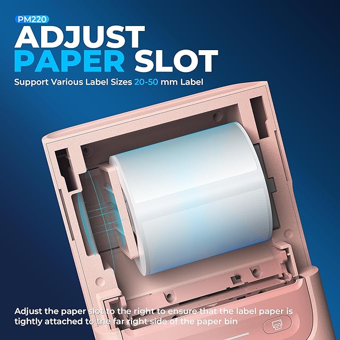 Nelko Label Maker Machine with Tape, PM220 Bluetooth Label Printer, 2 Inch Portable Thermal Printer for Small Business, Logo, Clothing, Sticker Printer for Phones & PC, with 3 Labels, Pink